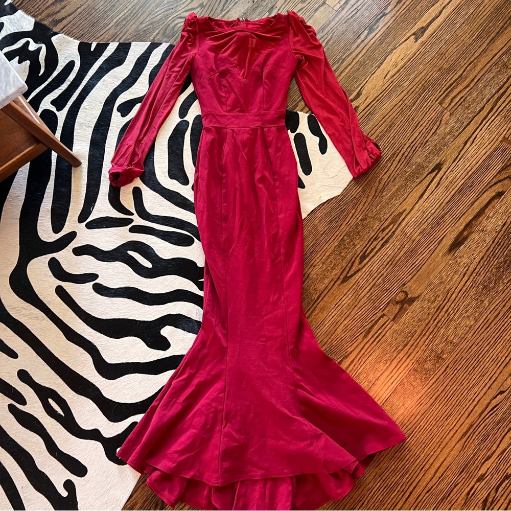 Deadly Dames Red Mermaid Tail Evening Gown